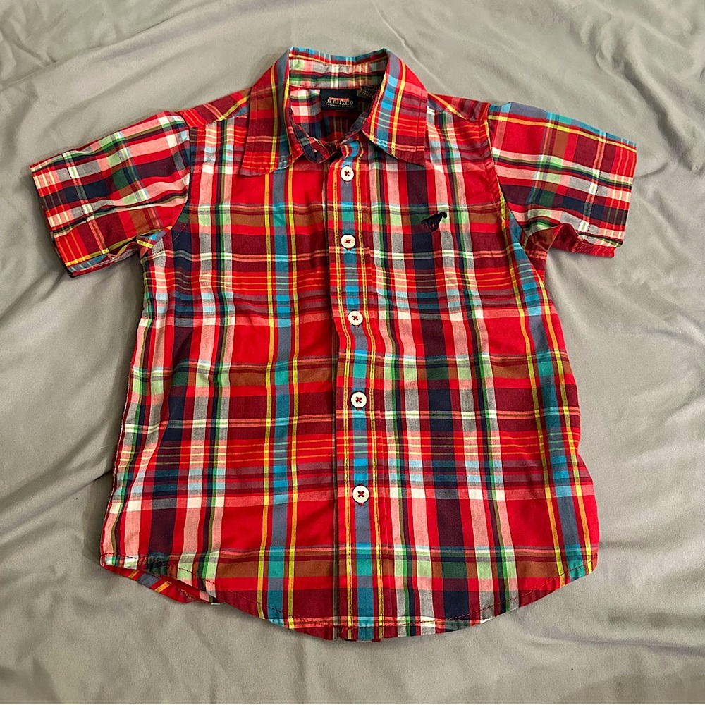 Wrangler - Button Down T-Shirt - Red - Sz: 3T